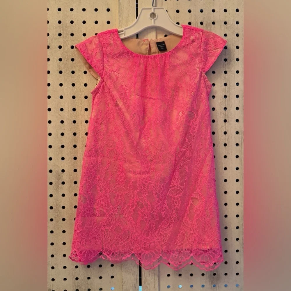 Gap Kids Hot Pink Lace Dress Girls 3T Barbiecore Party Holiday Special Occasion